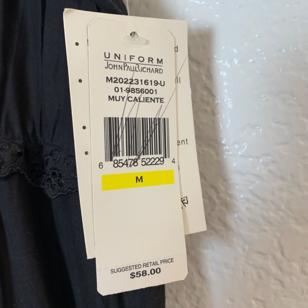 Uniform John Paul Richard Black Midi Skirt Medium NEW Tiered Embroidered Floral - Picture 9 of 15